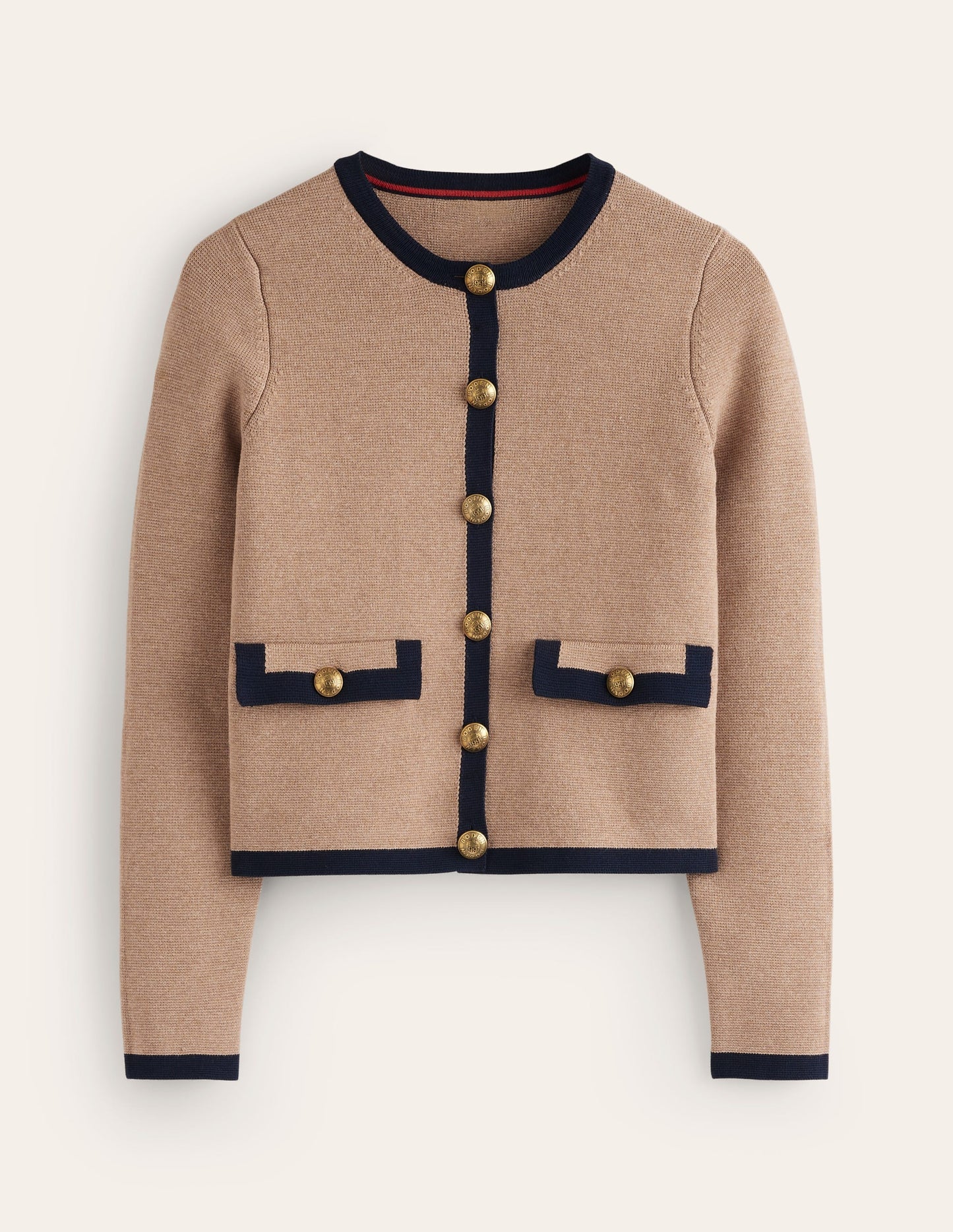 Holly Knitted Jacket-Camel, Navy