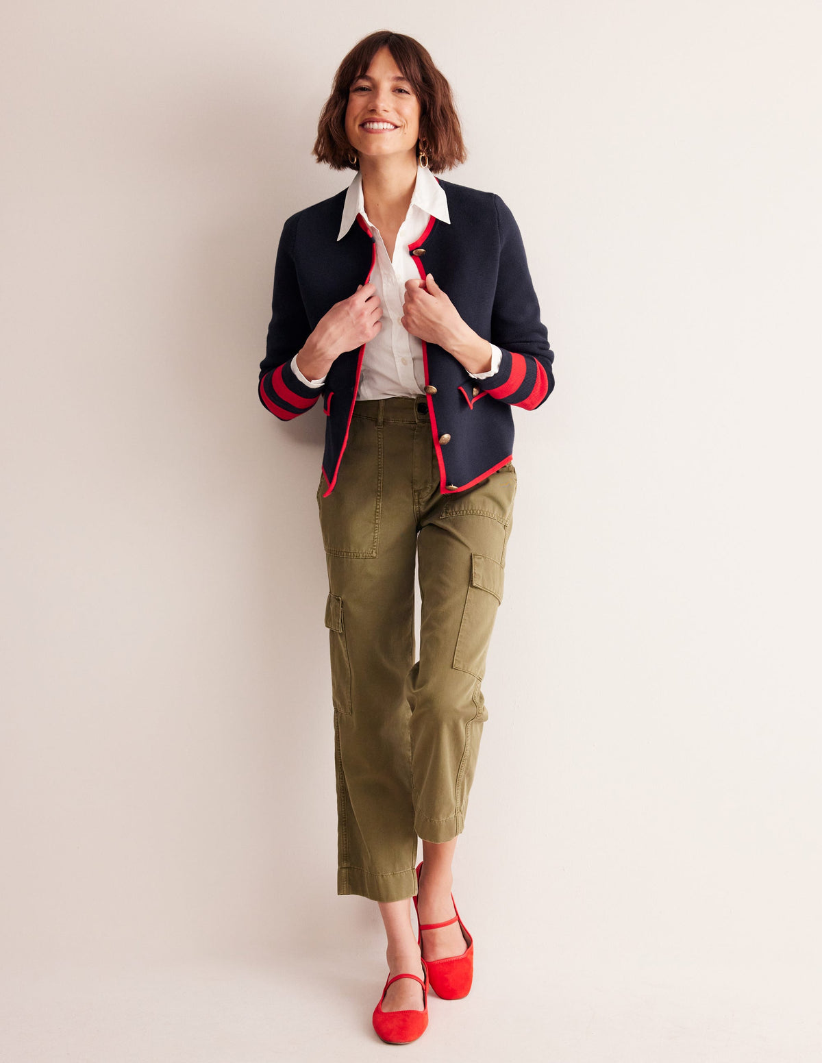 Holly Knitted Jacket-Navy, Rouge Red - Image 1