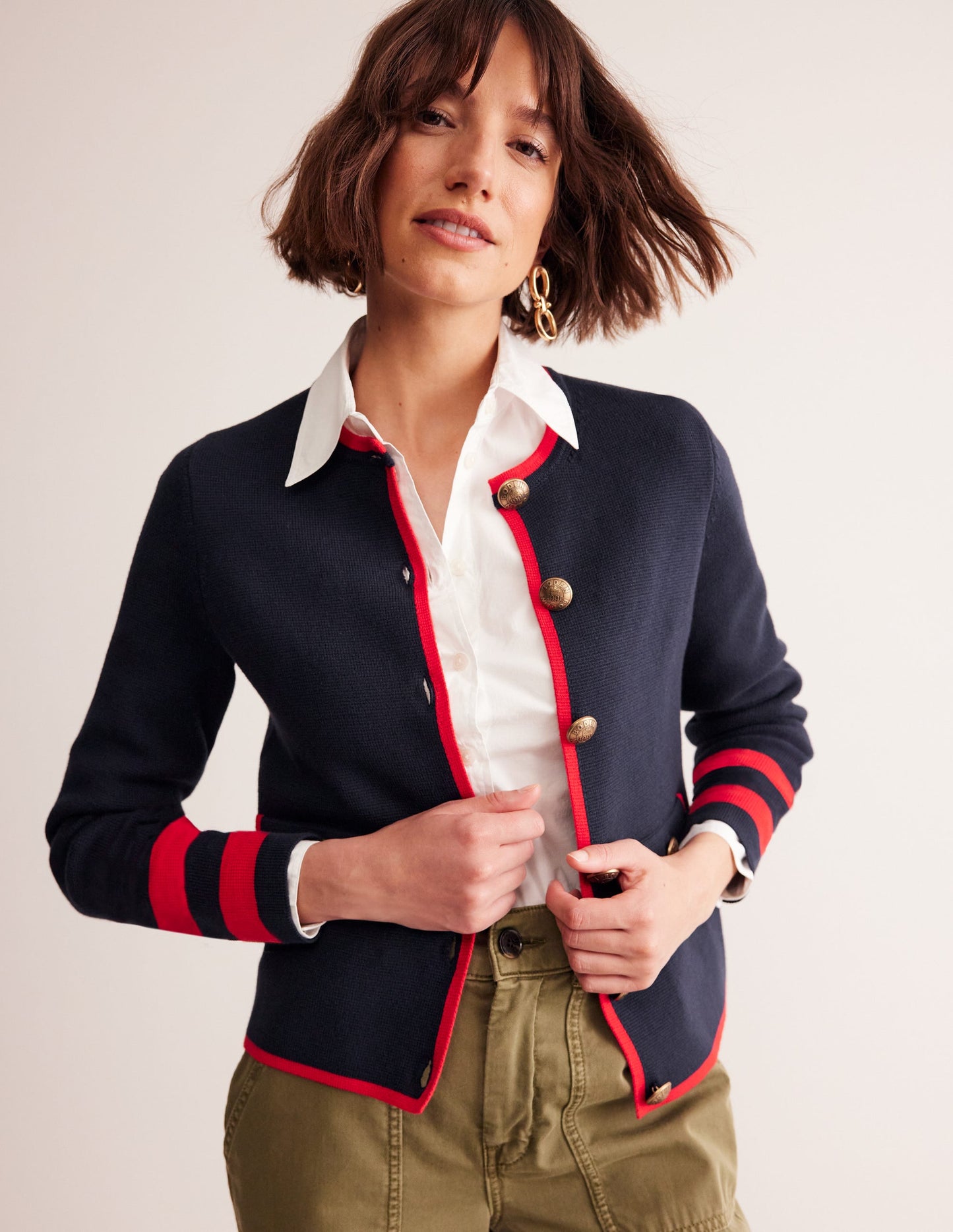 Holly Knitted Jacket-Navy, Rouge Red