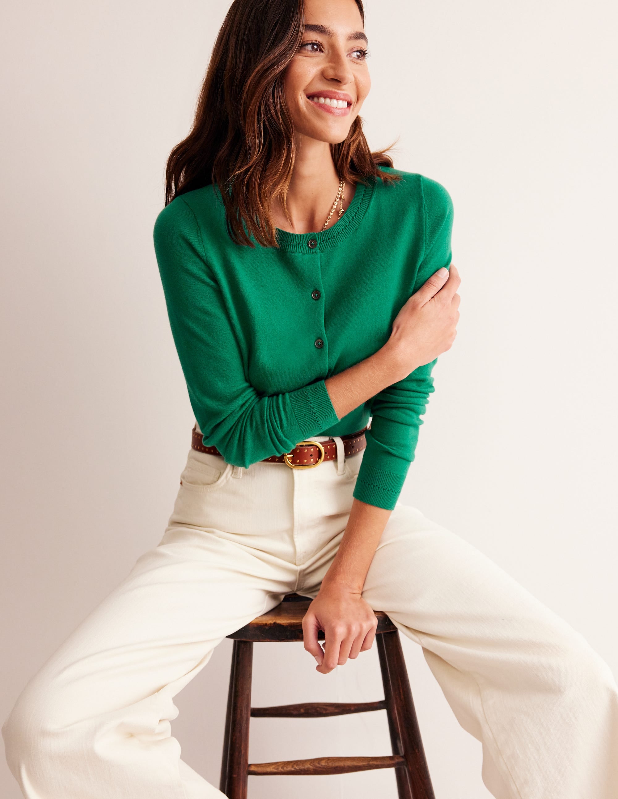 Catriona Cotton Cardigan-Malachite Green - Image 1