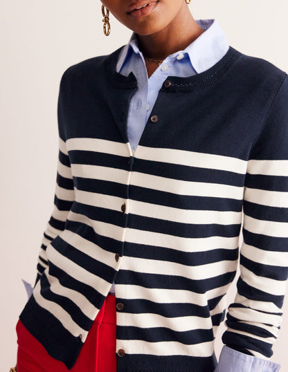 Catriona Cotton Cardigan-Navy/ Ivory