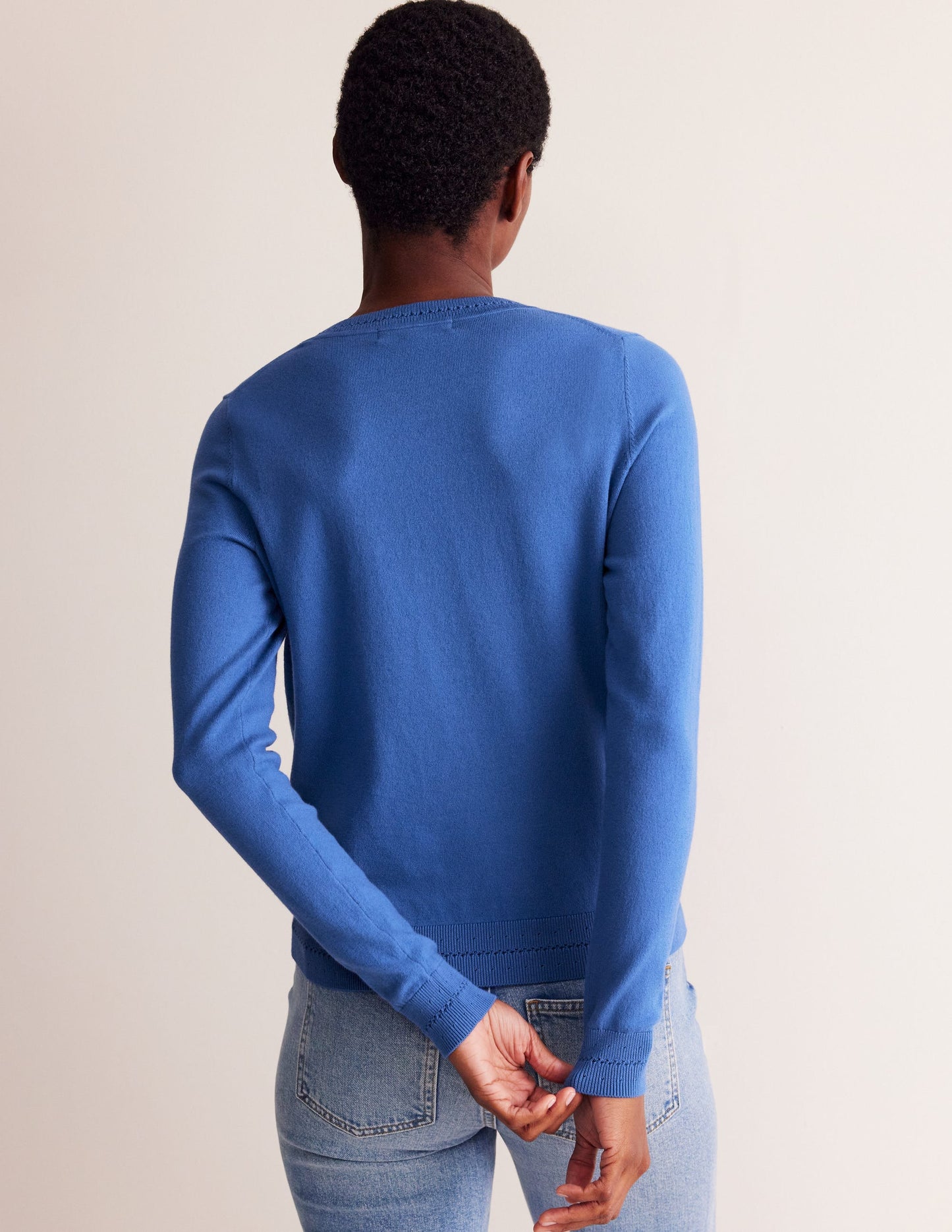 Catriona Cotton Crew Sweater-Blue Jay