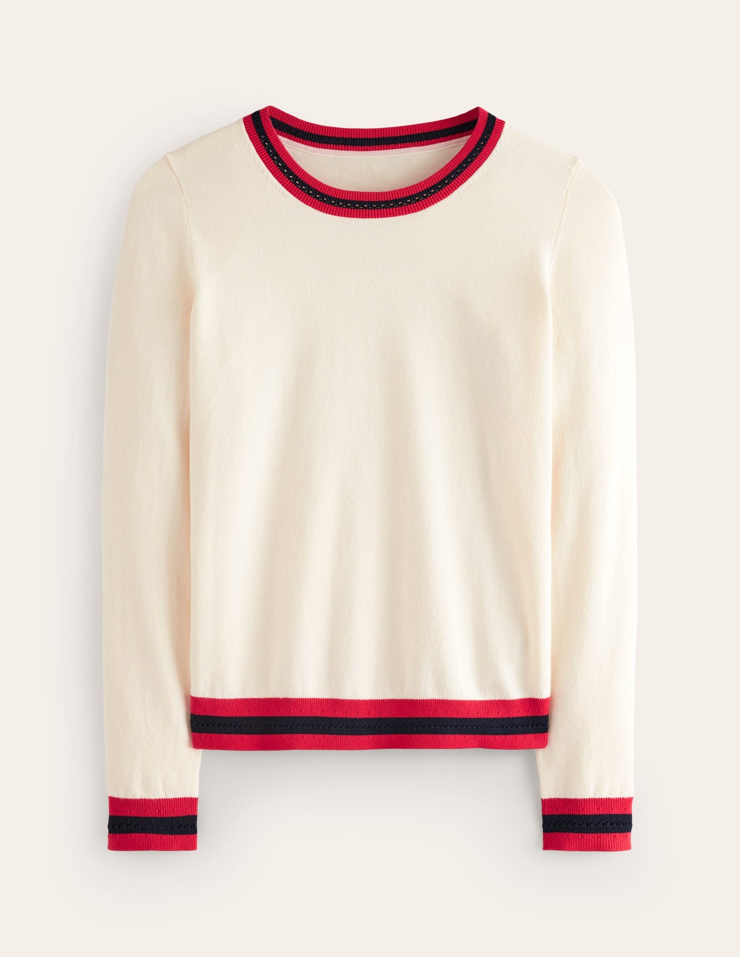 Catriona Cotton Crew Sweater-Warm Ivory