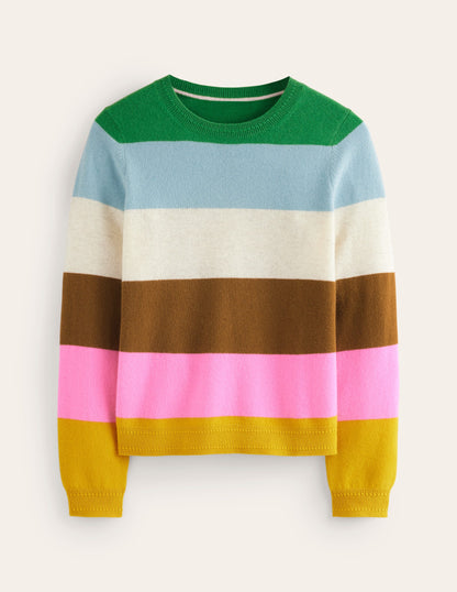 Eva Cashmere Crew Neck Jumper-Multi, Rainbow