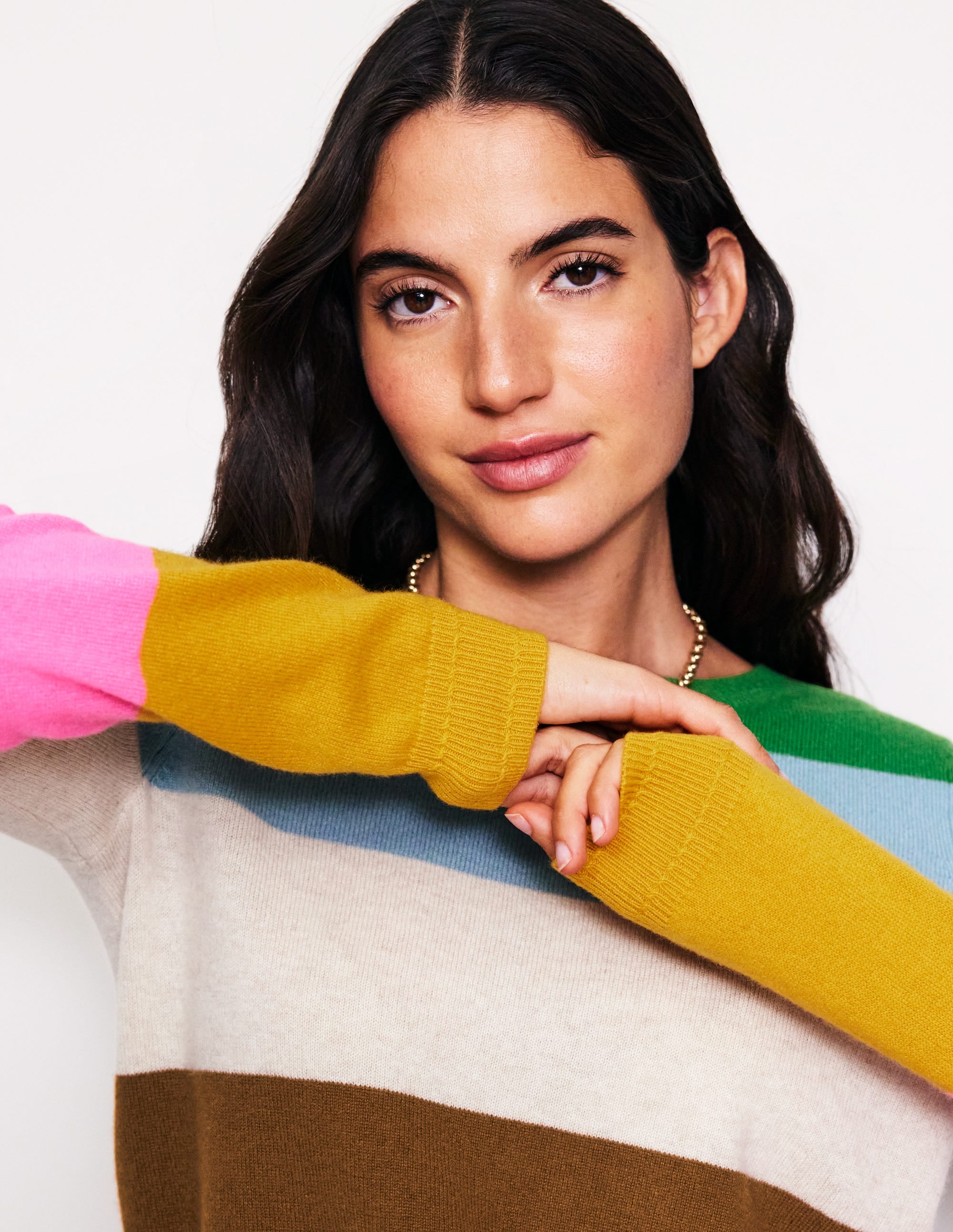Eva Cashmere Crew Neck Sweater-Multi, Rainbow - Image 2