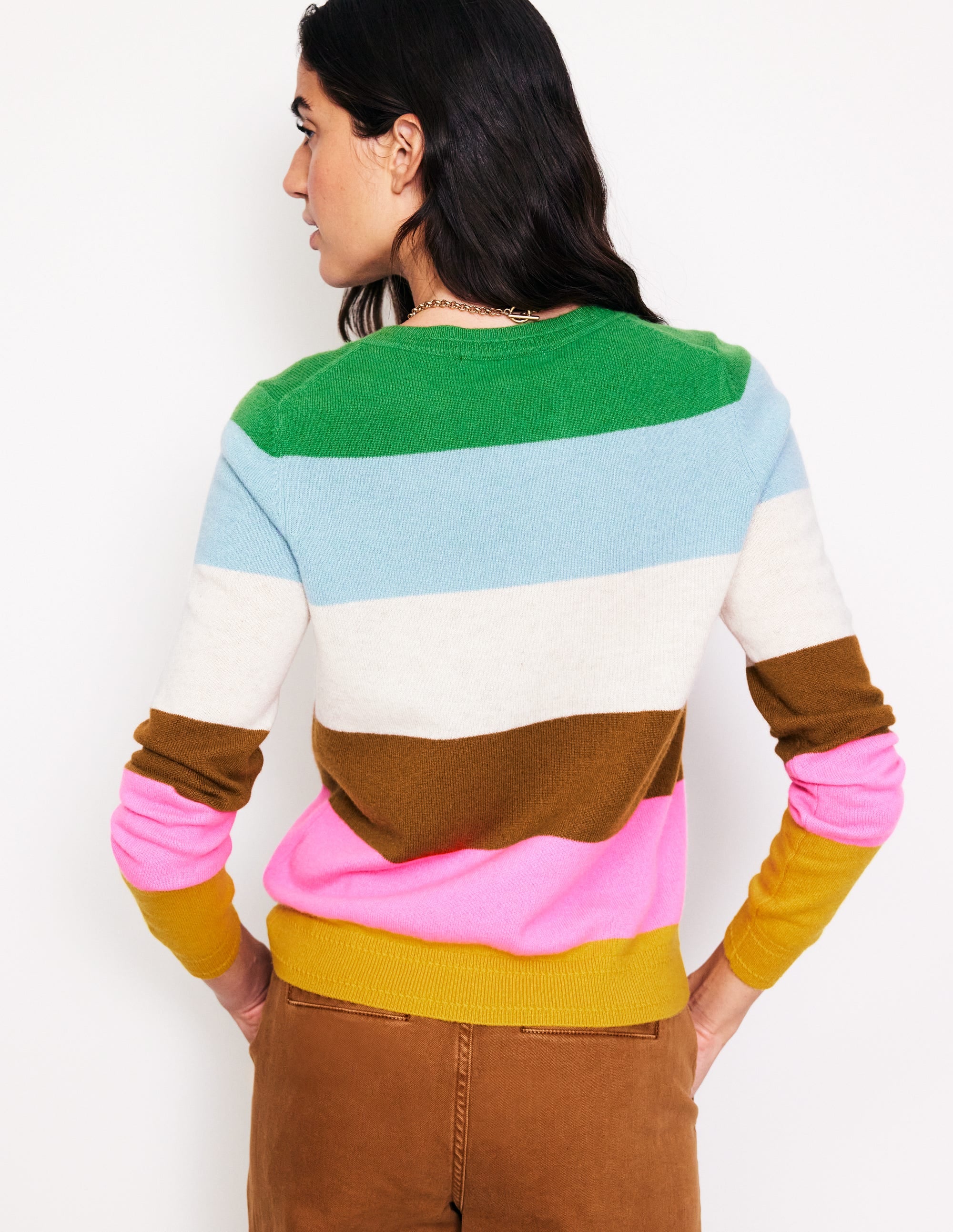 Eva Cashmere Crew Neck Sweater-Multi, Rainbow - Image 3