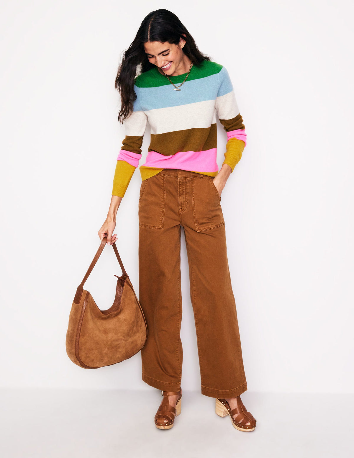 Eva Cashmere Crew Neck Sweater-Multi, Rainbow - Image 4