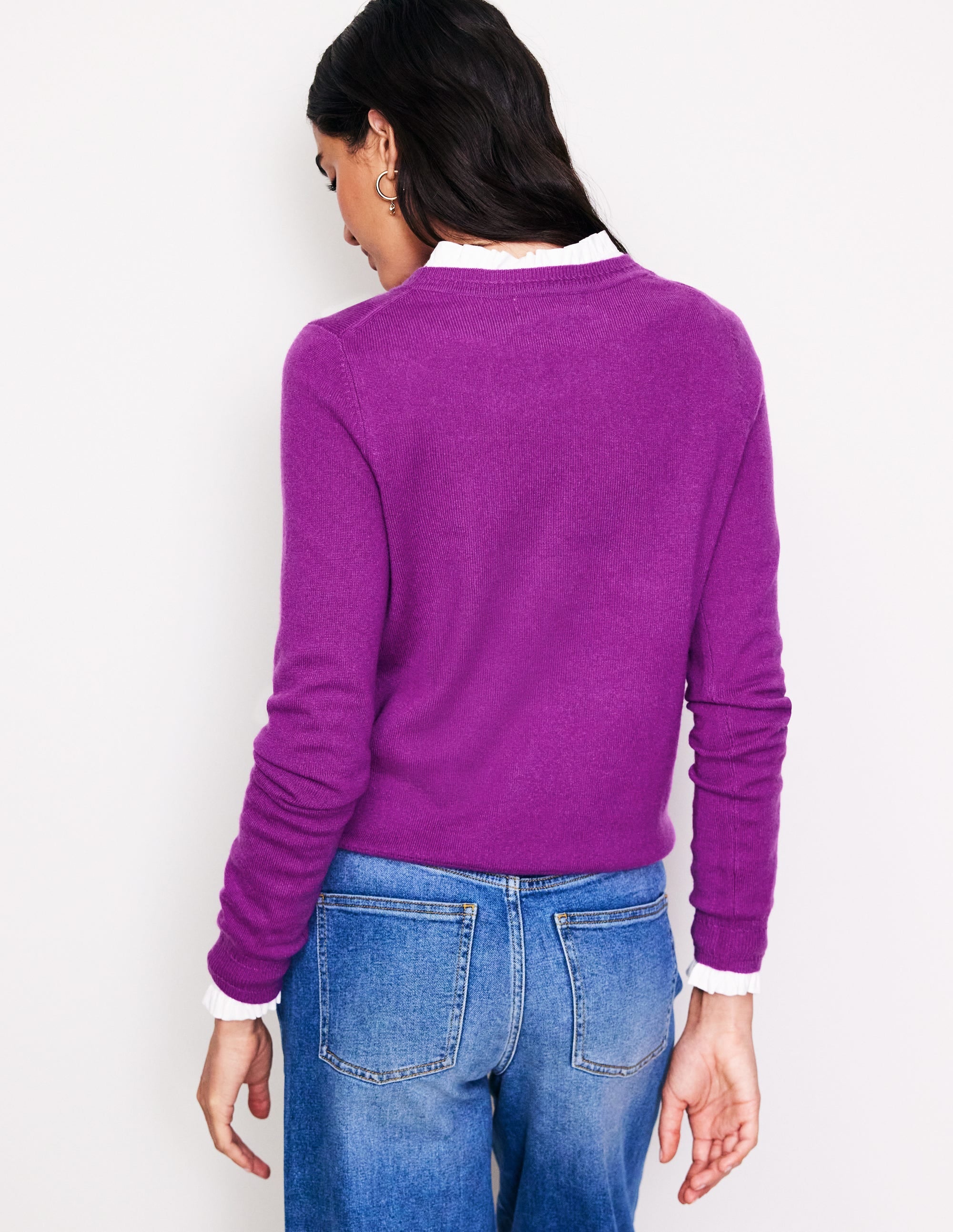 Eva Cashmere Crew Neck Sweater-Regal Purple - Image 3