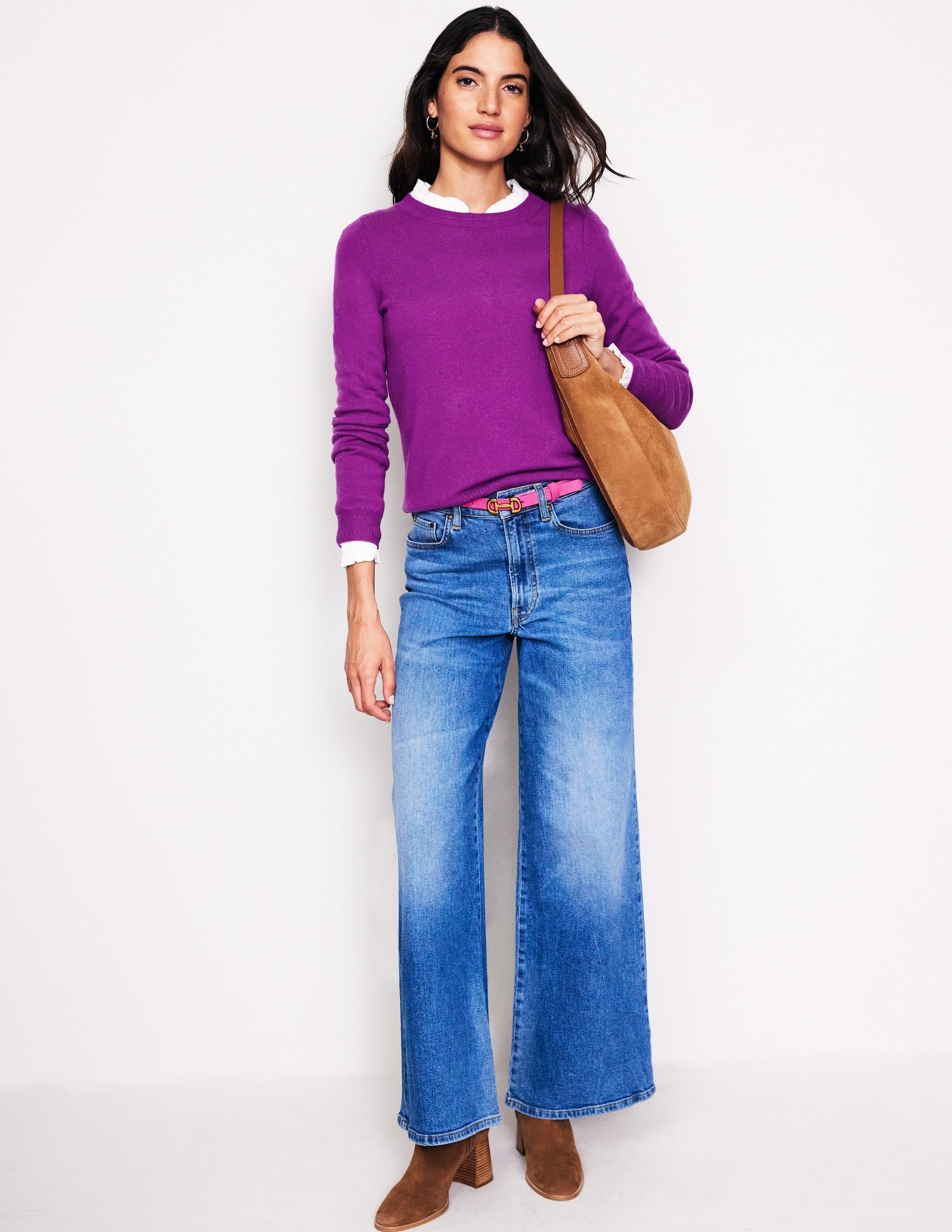 Eva Cashmere Crew Neck Sweater-Regal Purple - Image 4
