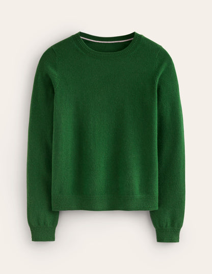 Eva Cashmere Crew Neck Sweater-Pine Green