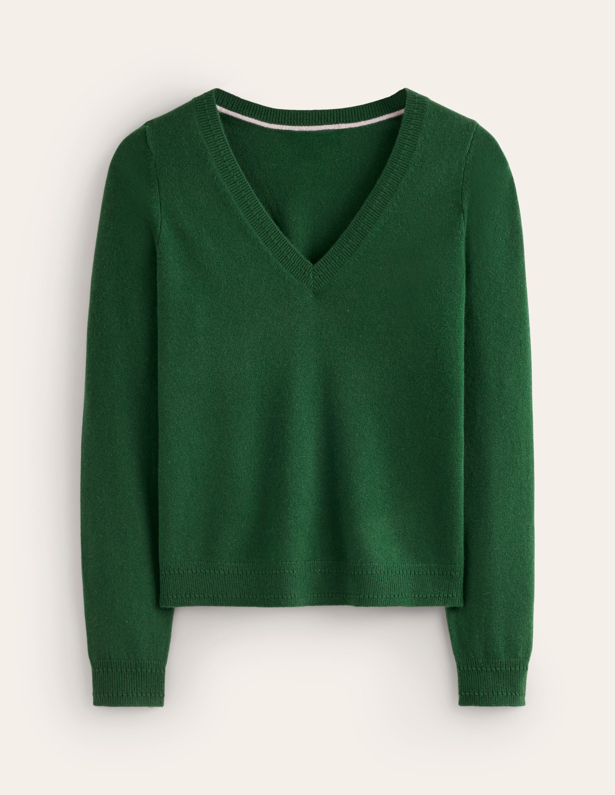 Eva Cashmere V-Neck Sweater-Pine Green - Image 5