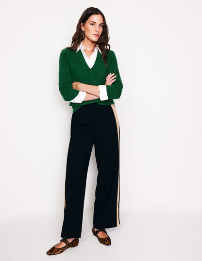 Eva Cashmere V-Neck Sweater-Pine Green