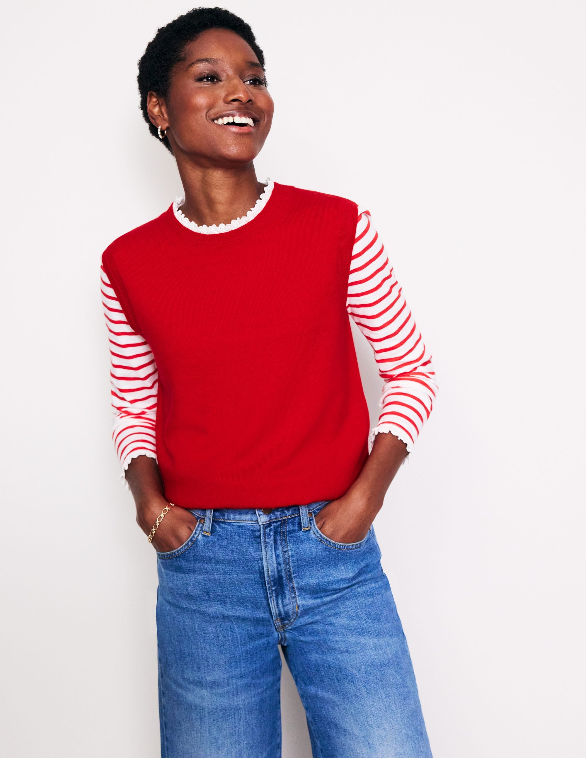Eva Cashmere Vest-Rouge Red - Image 1