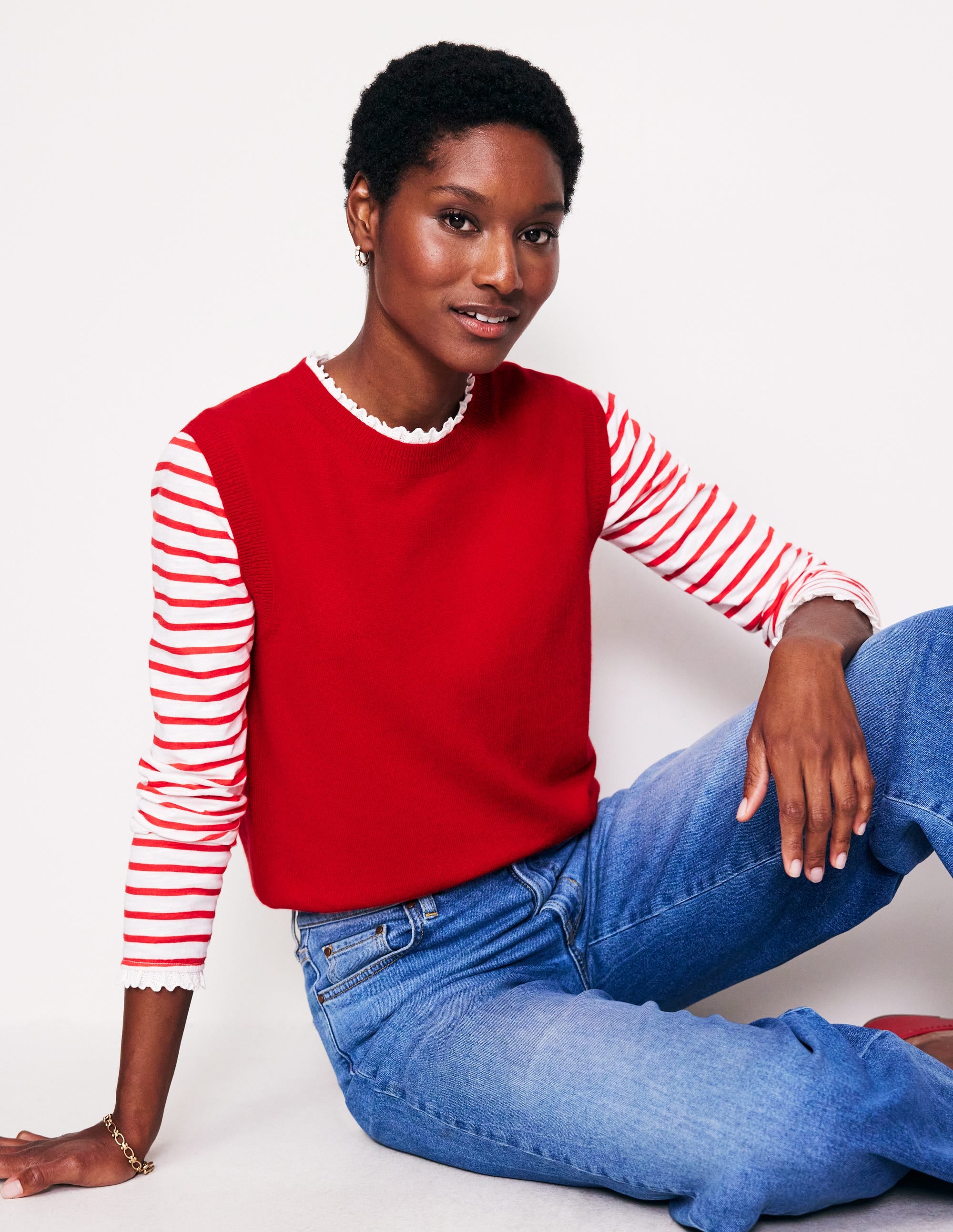 Eva Cashmere Vest-Rouge Red - Image 4