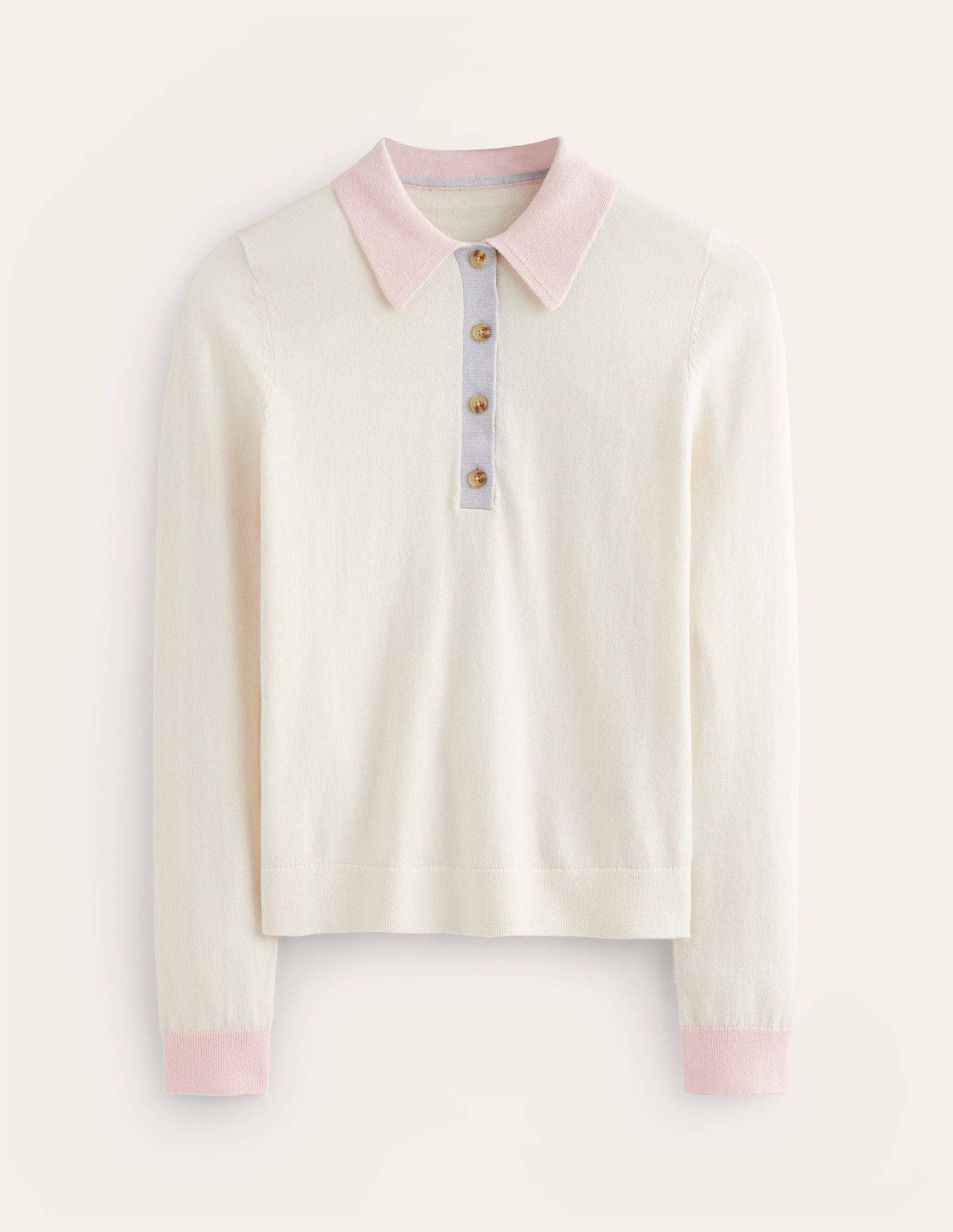 Cotton Blend Henley Sweater-Warm Ivory