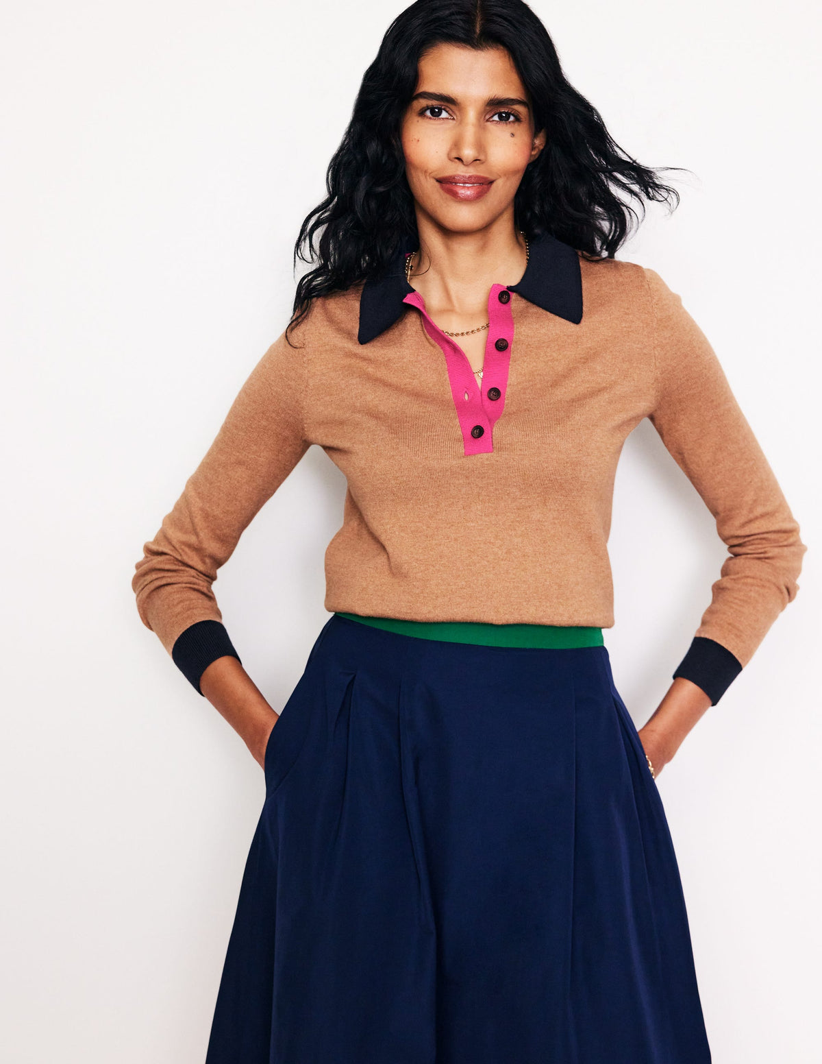 Estelle Henley Sweater-Camel Melange - Image 1