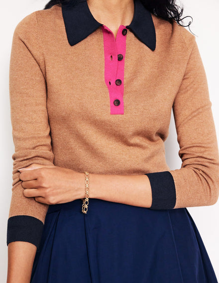 Estelle Henley Sweater-Camel Melange