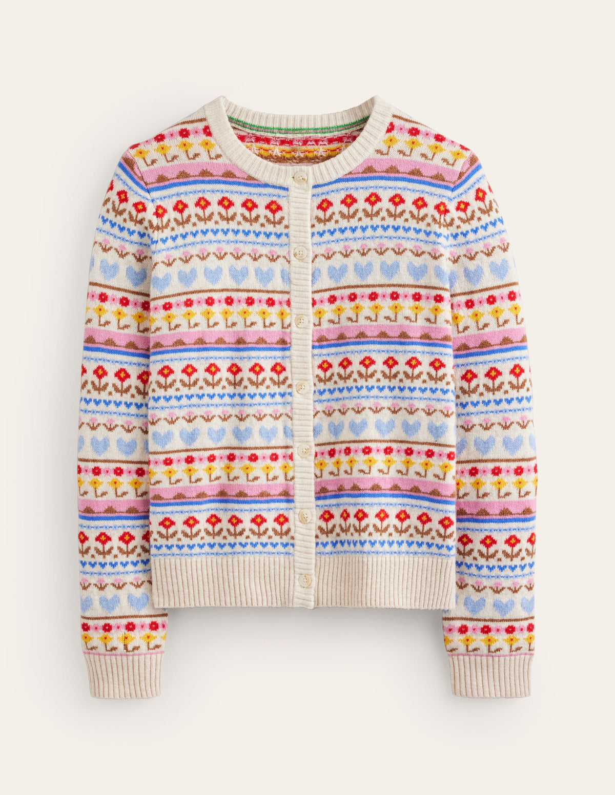 Edie Fair Isle Cardigan-Oatmeal Melange, Heart Flower-9