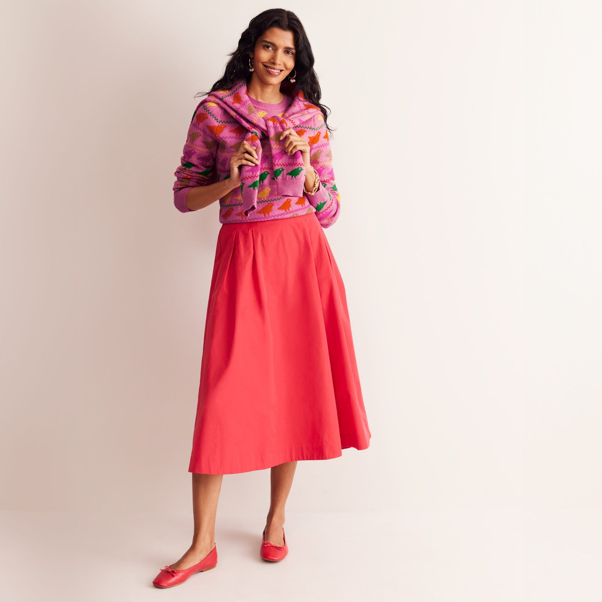Edie Fair Isle Sweater-Pink Birds-6