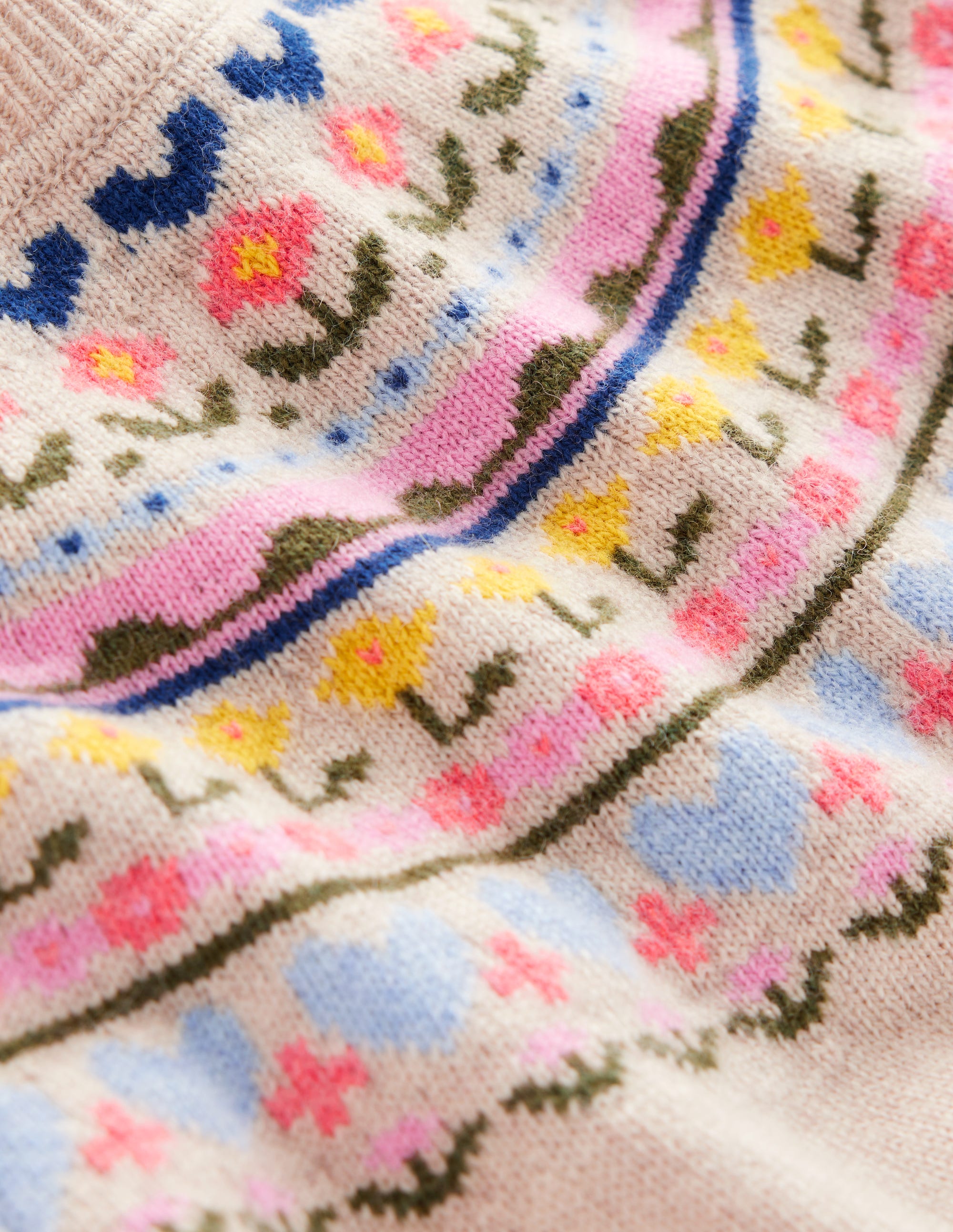 Edie Fair Isle Sweater-Oatmeal Melange, Heart Flower - Image 10