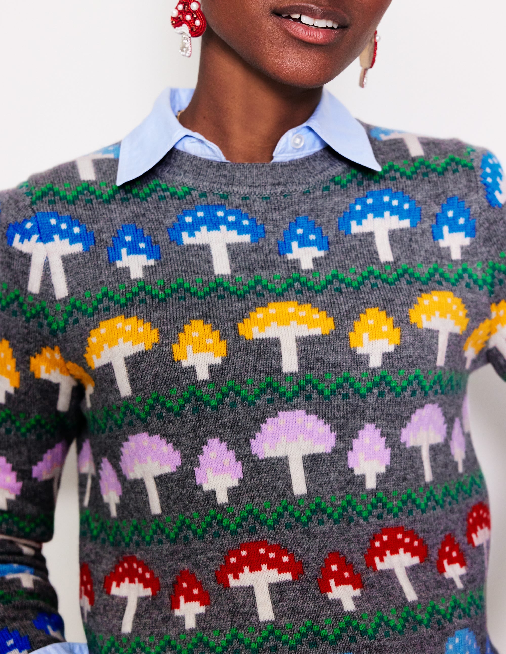 Edie Fair Isle Sweater-Grey Mushroom - Image 2