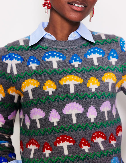 Edie Fair Isle Sweater-Grey Mushroom