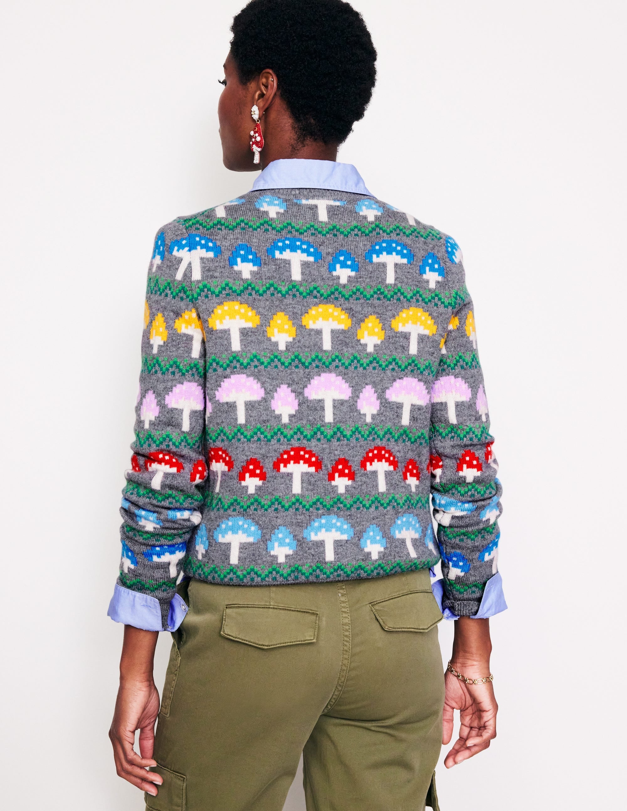 Edie Fair Isle Sweater-Grey Mushroom - Image 3