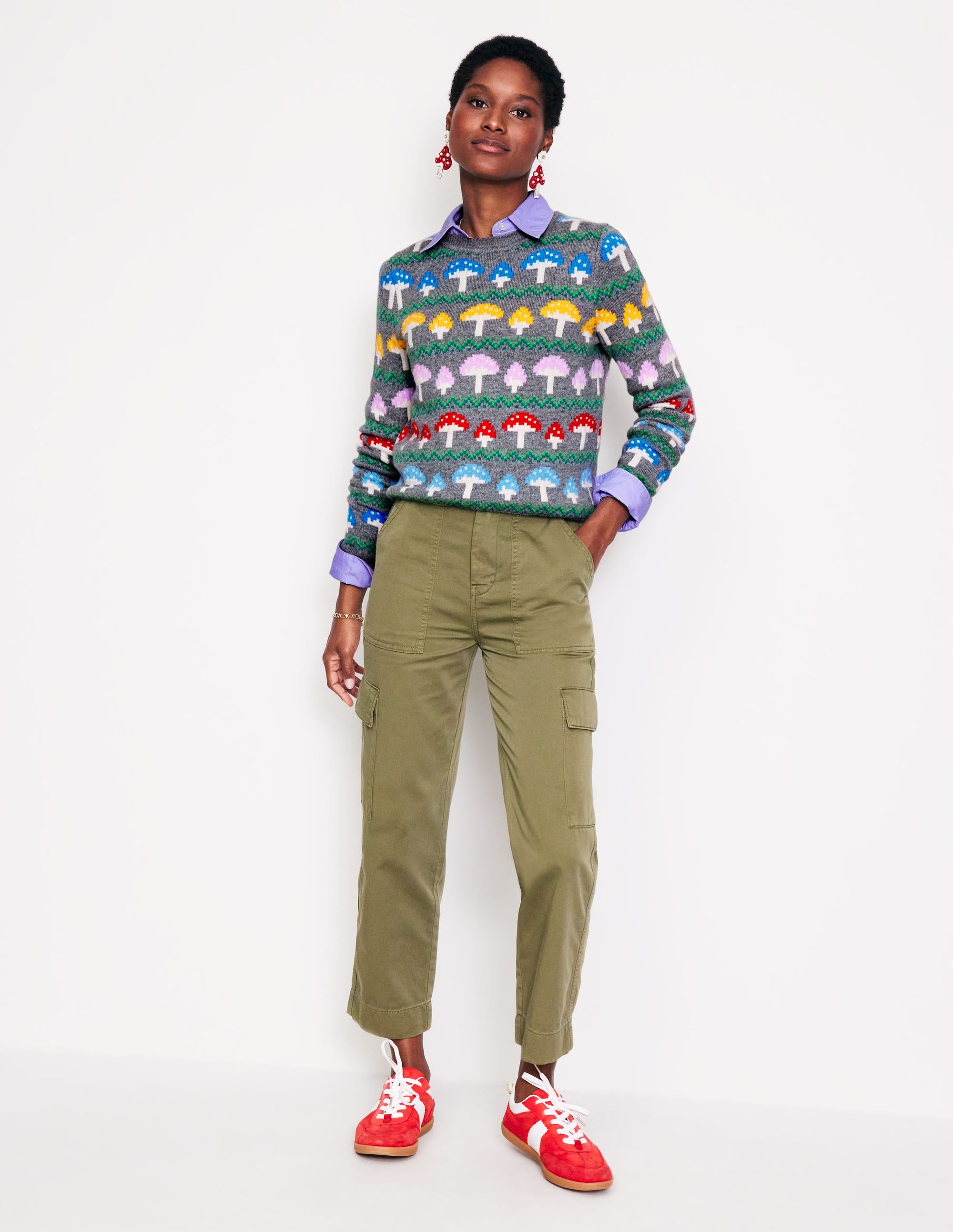 Edie Fair Isle Sweater-Grey Mushroom - Image 4