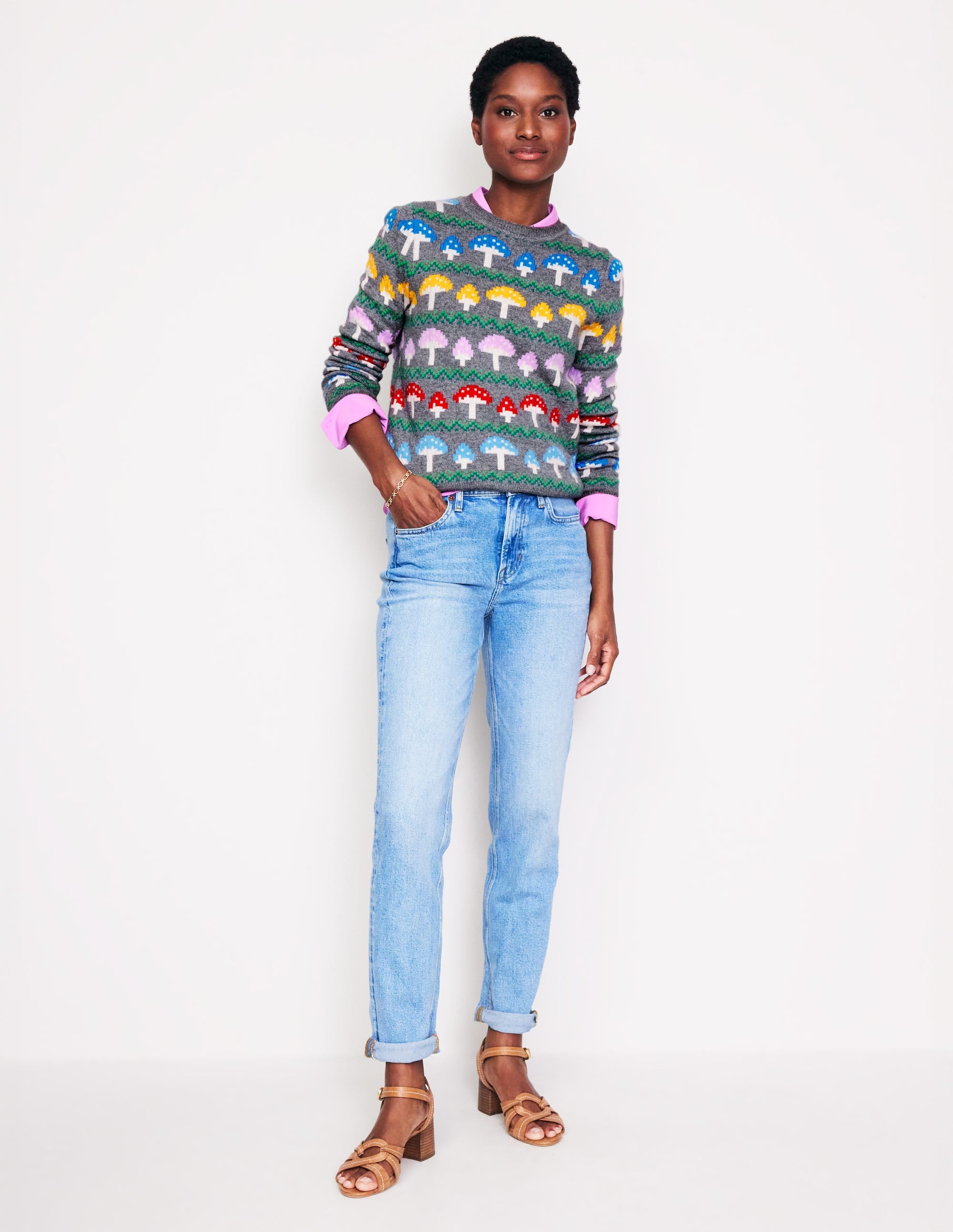 Edie Fair Isle Sweater-Grey Mushroom - Image 5