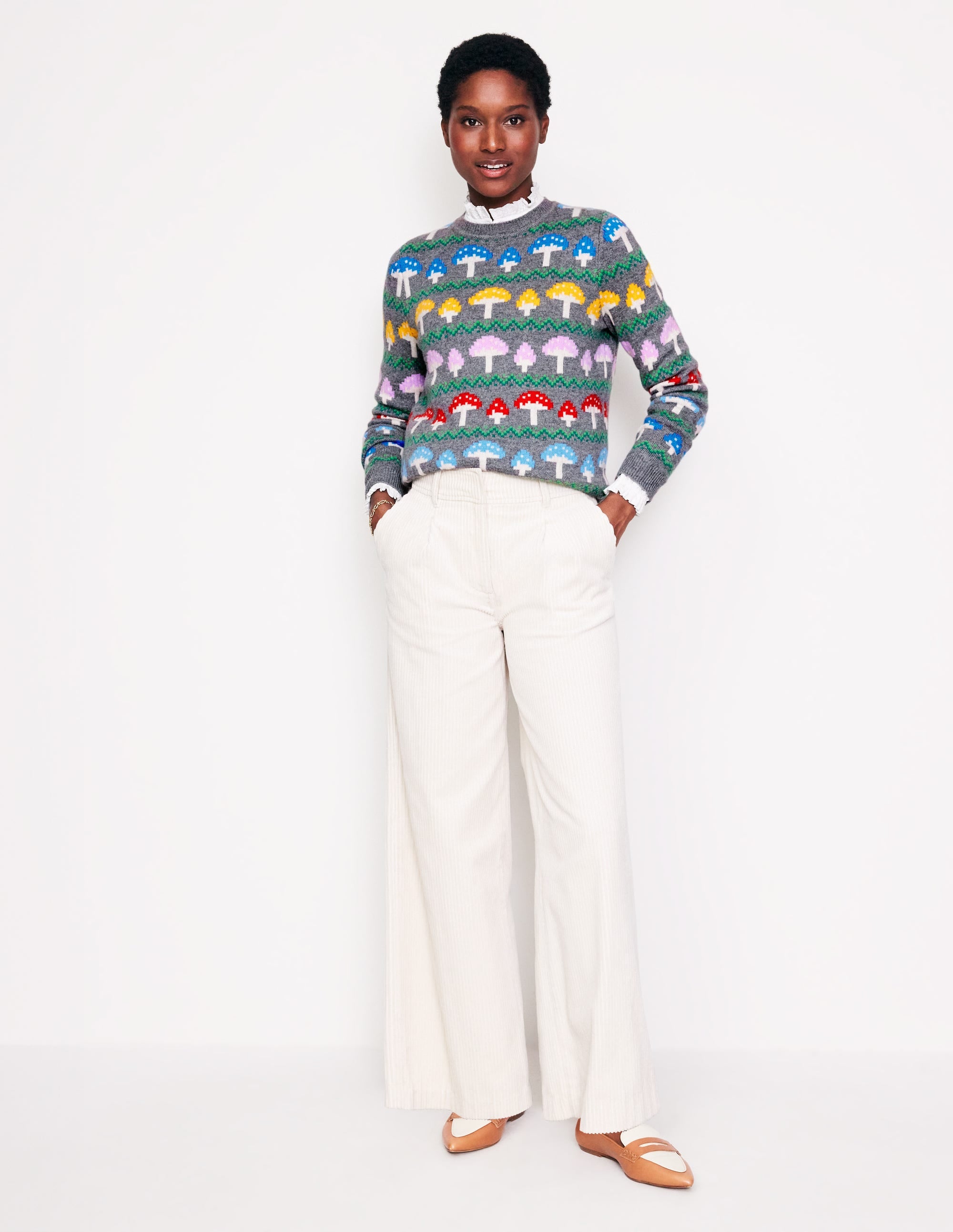 Edie Fair Isle Sweater-Grey Mushroom - Image 6
