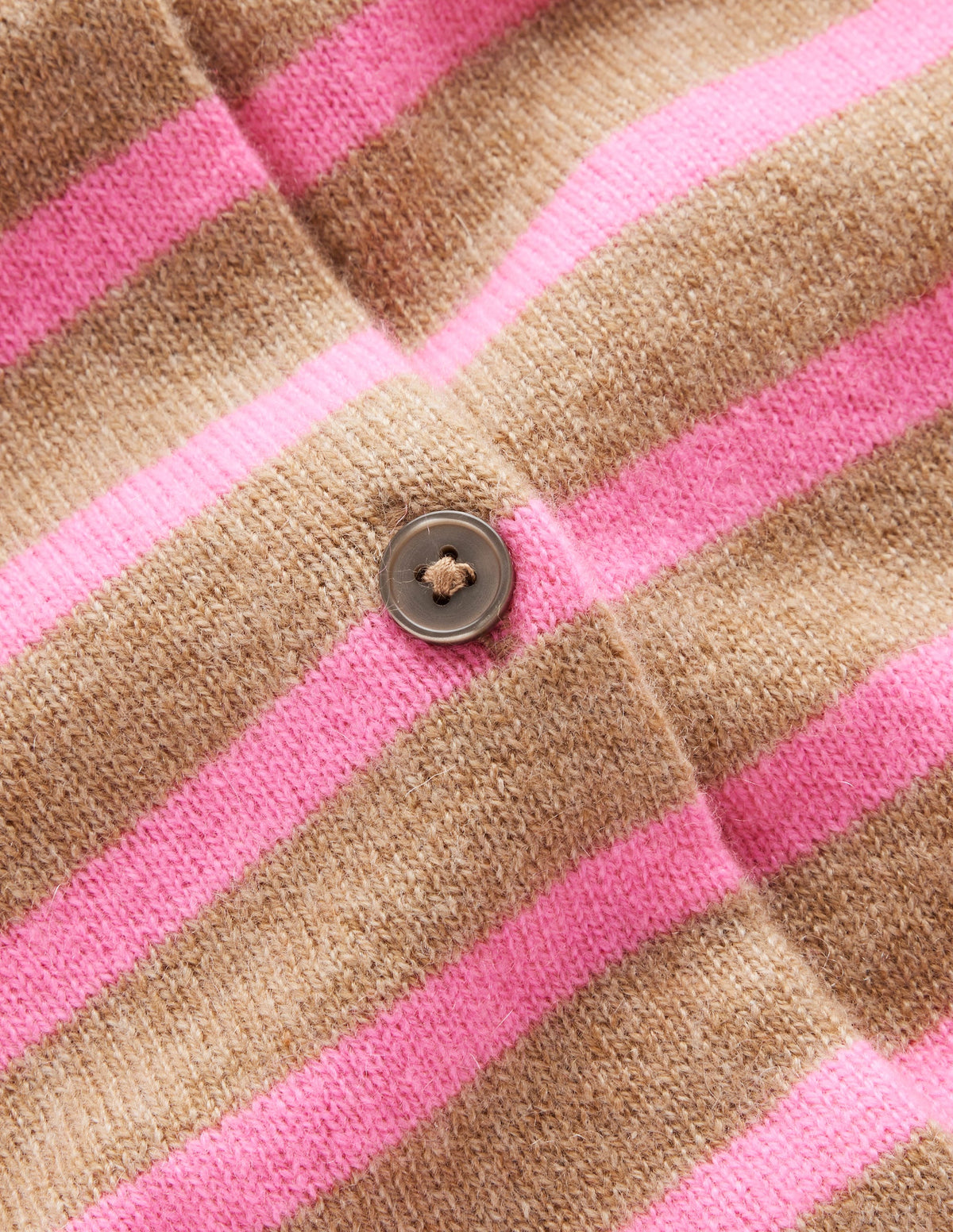 Eva Cashmere Crew Cardigan-Camel Melange/ Fluro Pink - Image 6