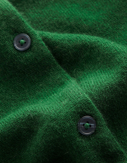 Eva Cashmere Crew Cardigan-Pine Green