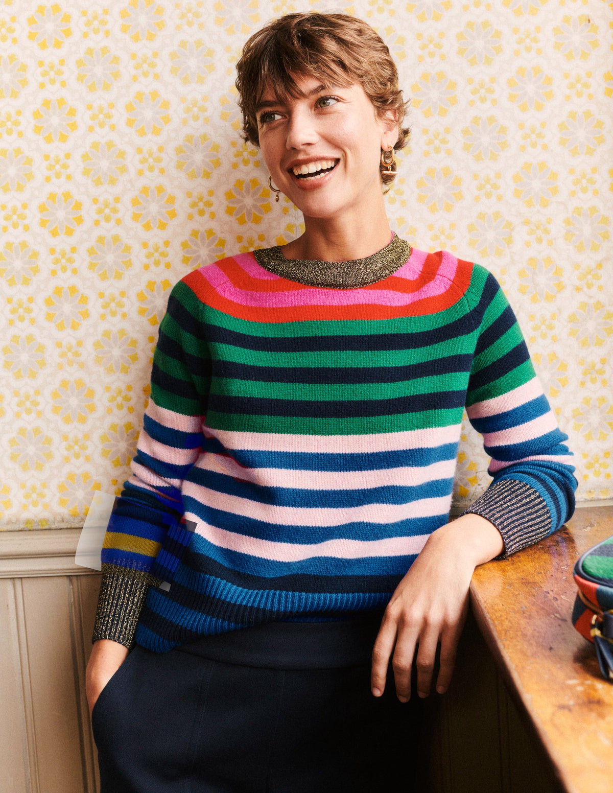 Olivia Merino Sweater-Multi, Rainbow Stripe - Image 7