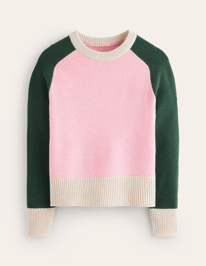 Olivia Merino Sweater-Pink, Colourblock