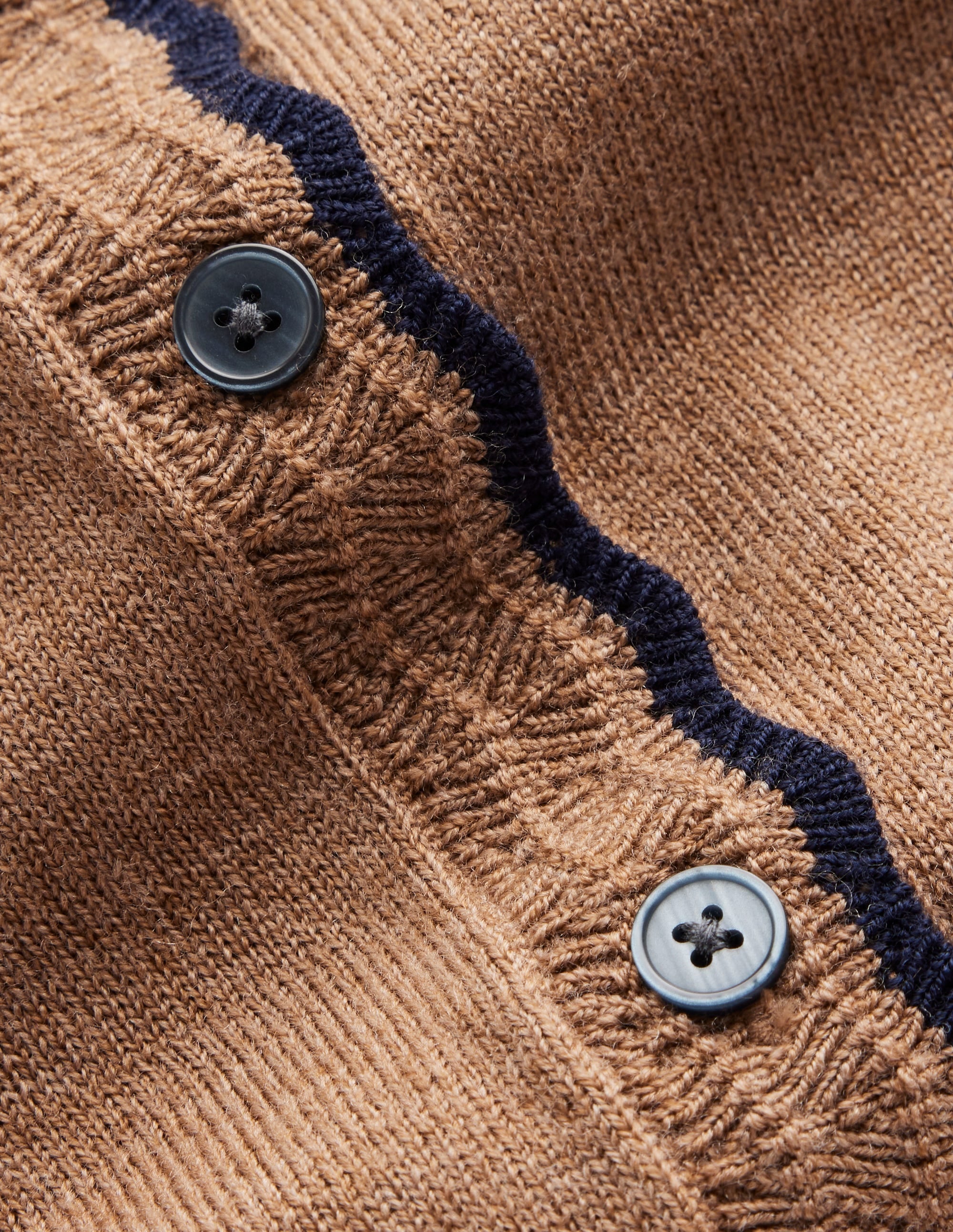 Merino Scalloped Cardigan-Camel Melange - Image 6