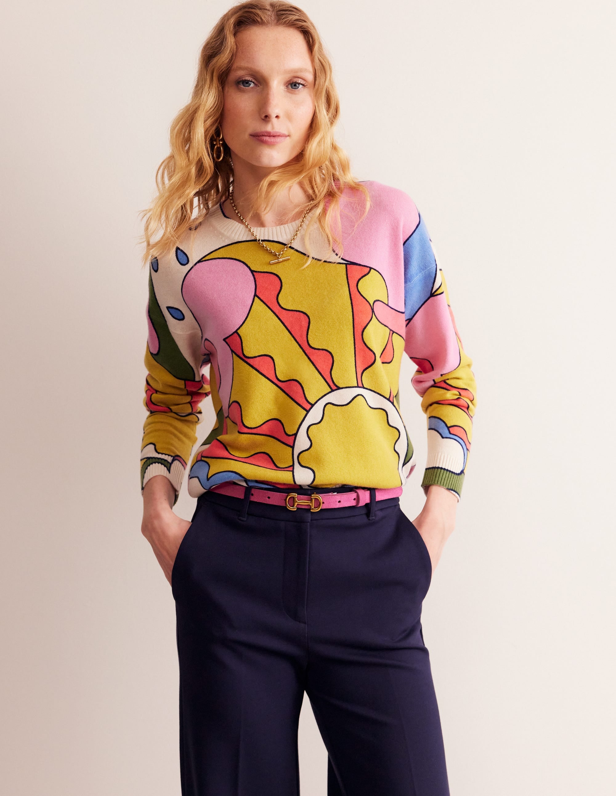 Lydia Cashmere Jumper-Multi, Sunshine - Image 1