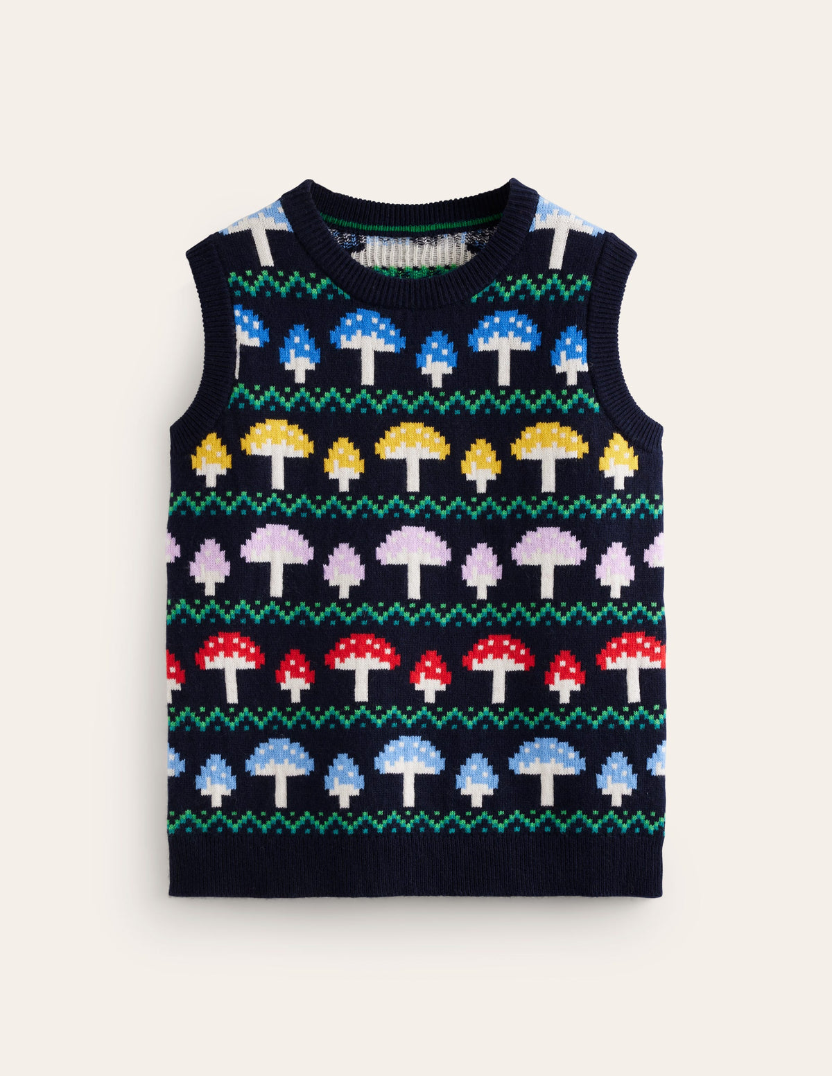 Edie Fair Isle Vest-Navy Mushroom - Image 9