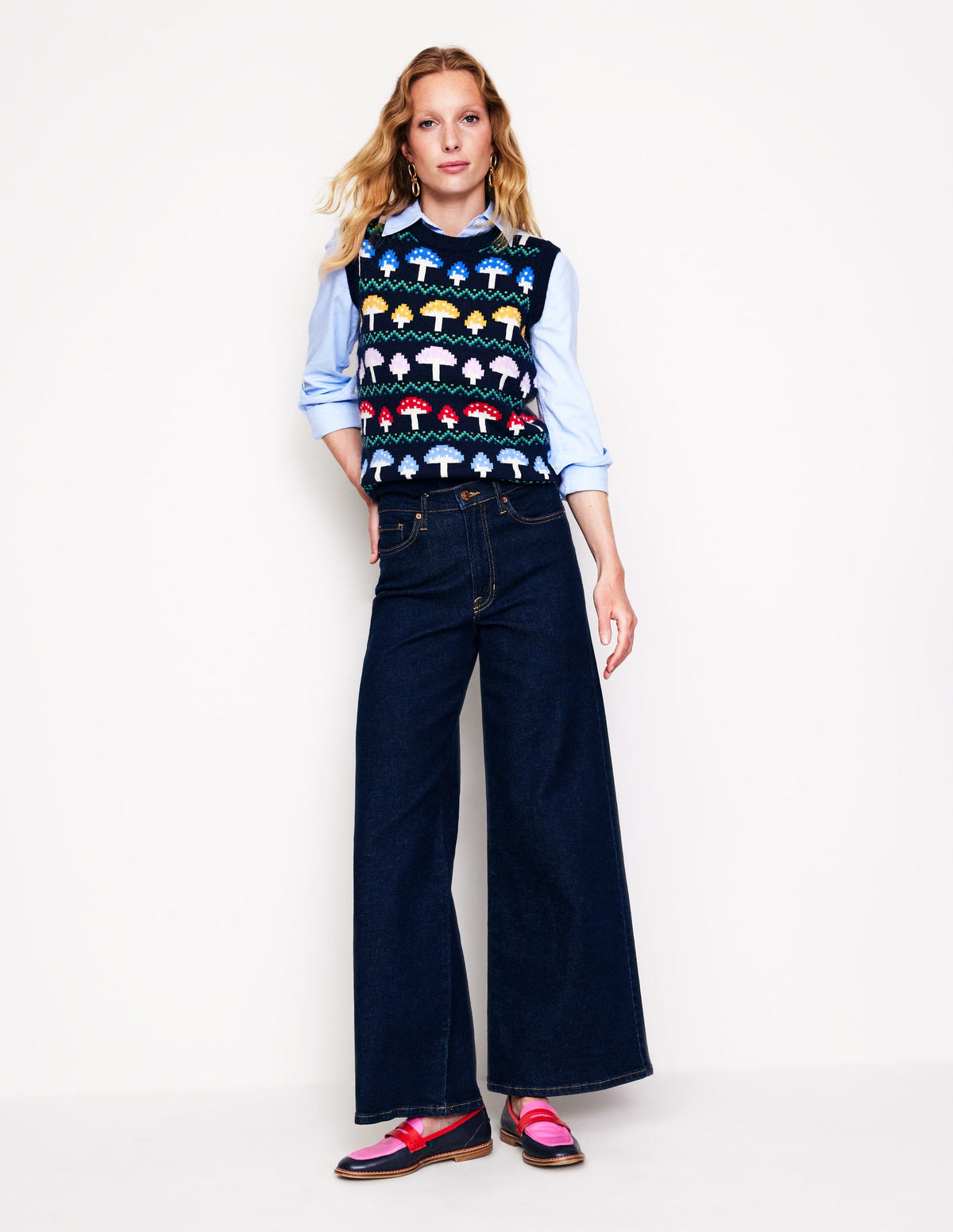 Edie Fair Isle Vest-Navy Mushroom - Image 4