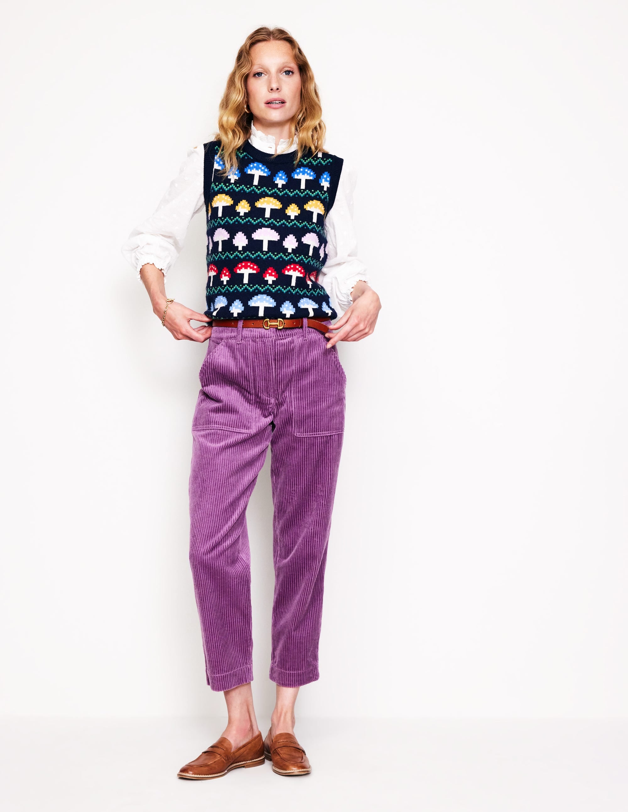 Edie Fair Isle Vest-Navy Mushroom - Image 6