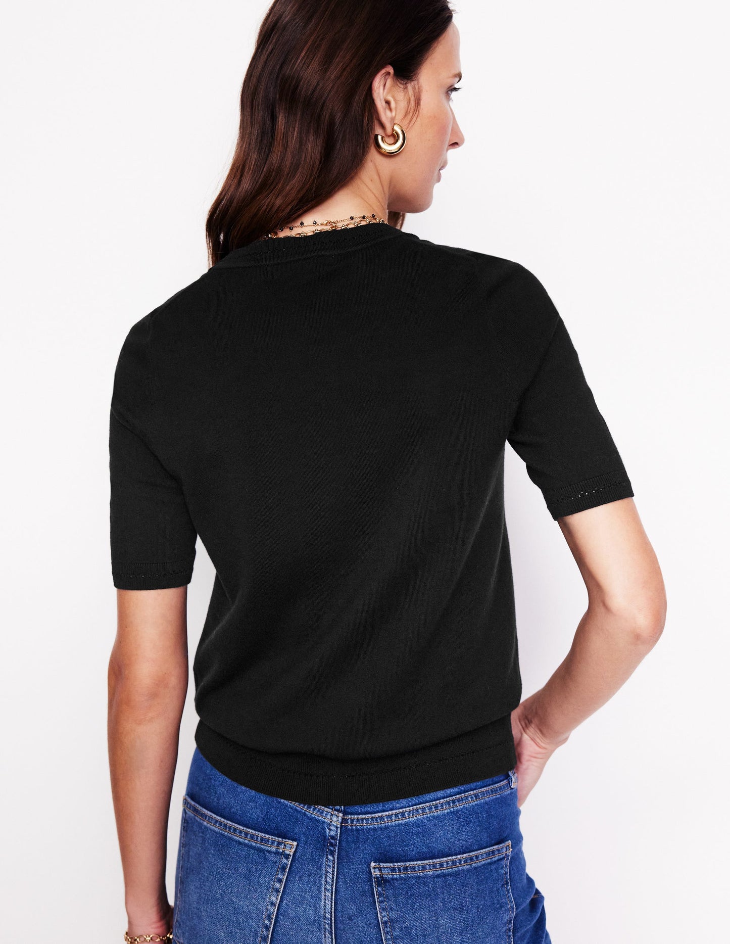 Catriona Cotton Crew T-shirt-Black