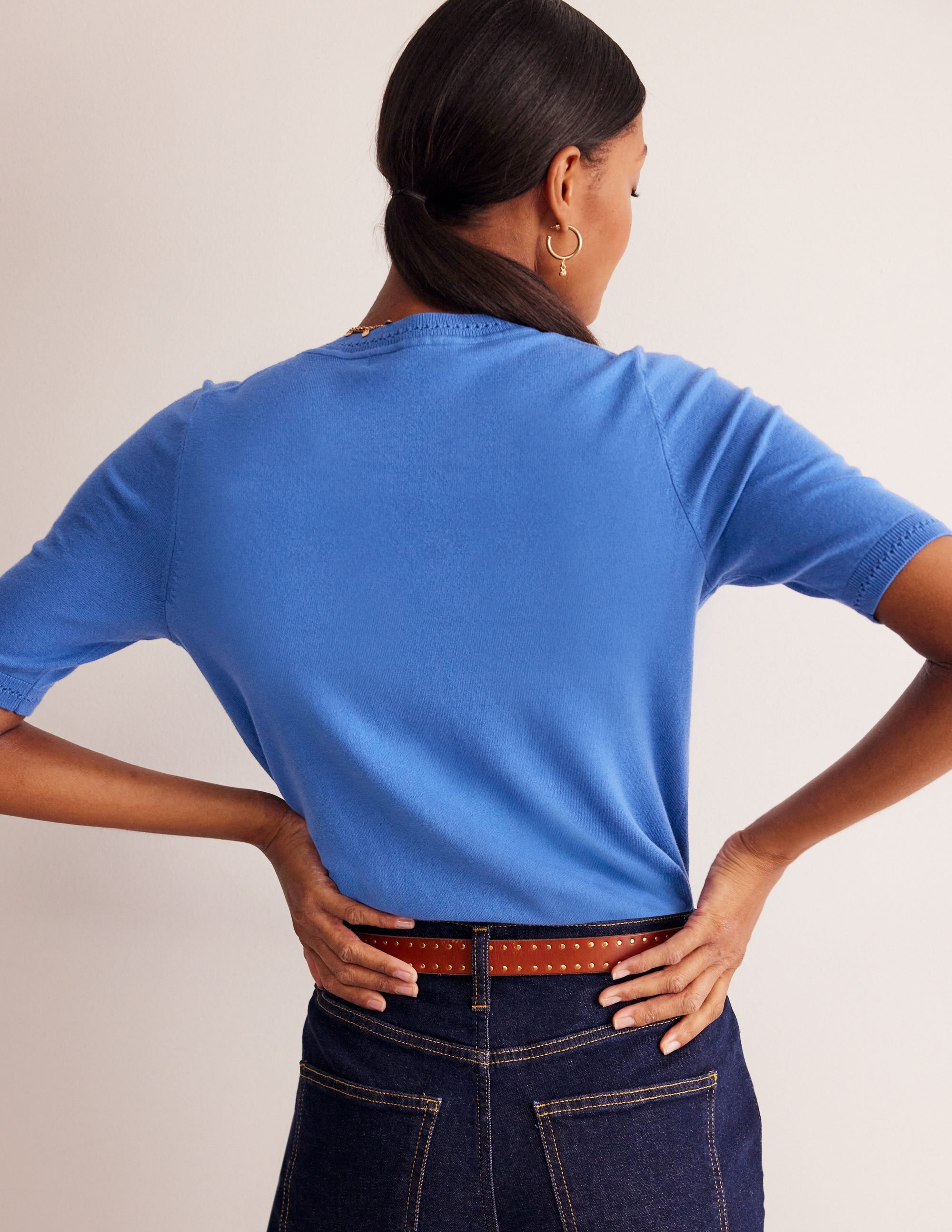 Catriona Cotton Crew T-shirt-Blue Jay - Image 3