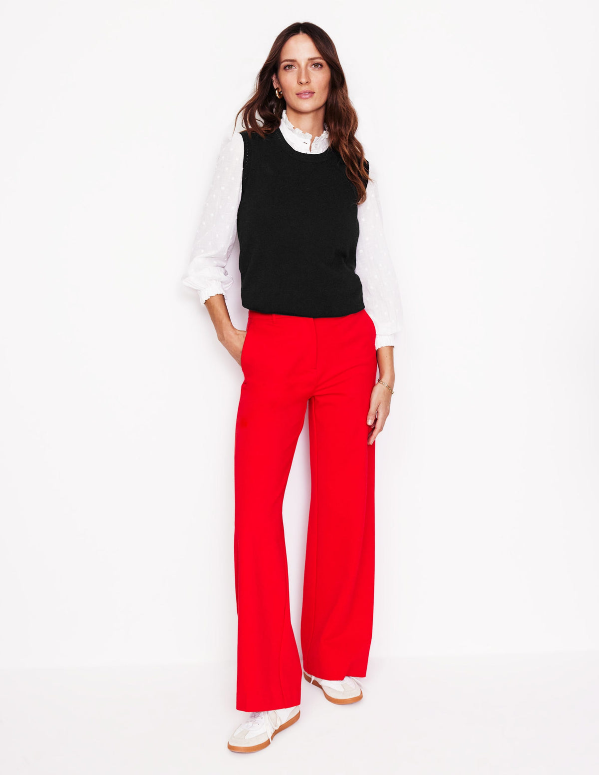 Catriona Crew Neck Cotton Vest-Black - Image 5
