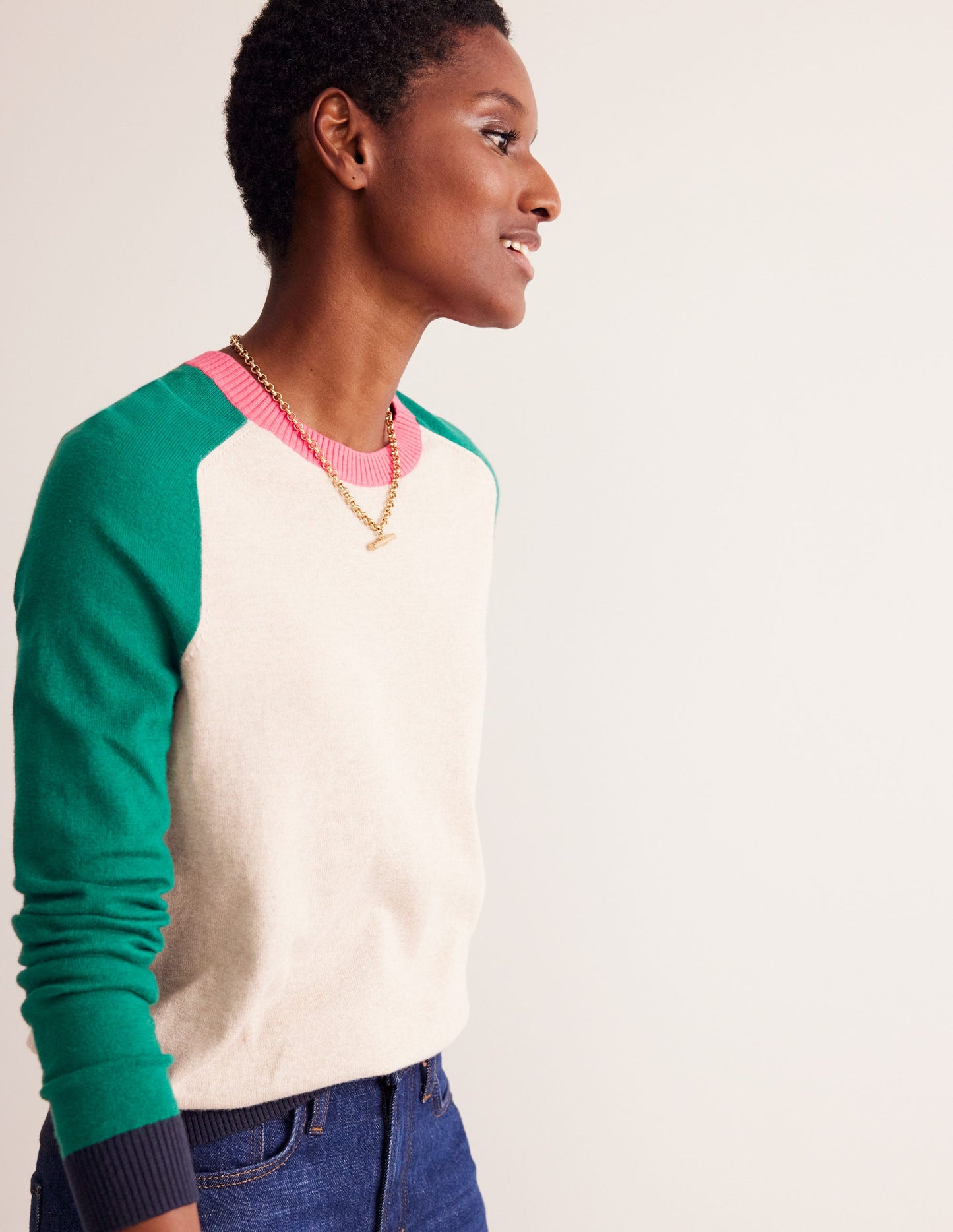 Meg Saddle Sleeve Sweater-Chinchilla, Colourblock