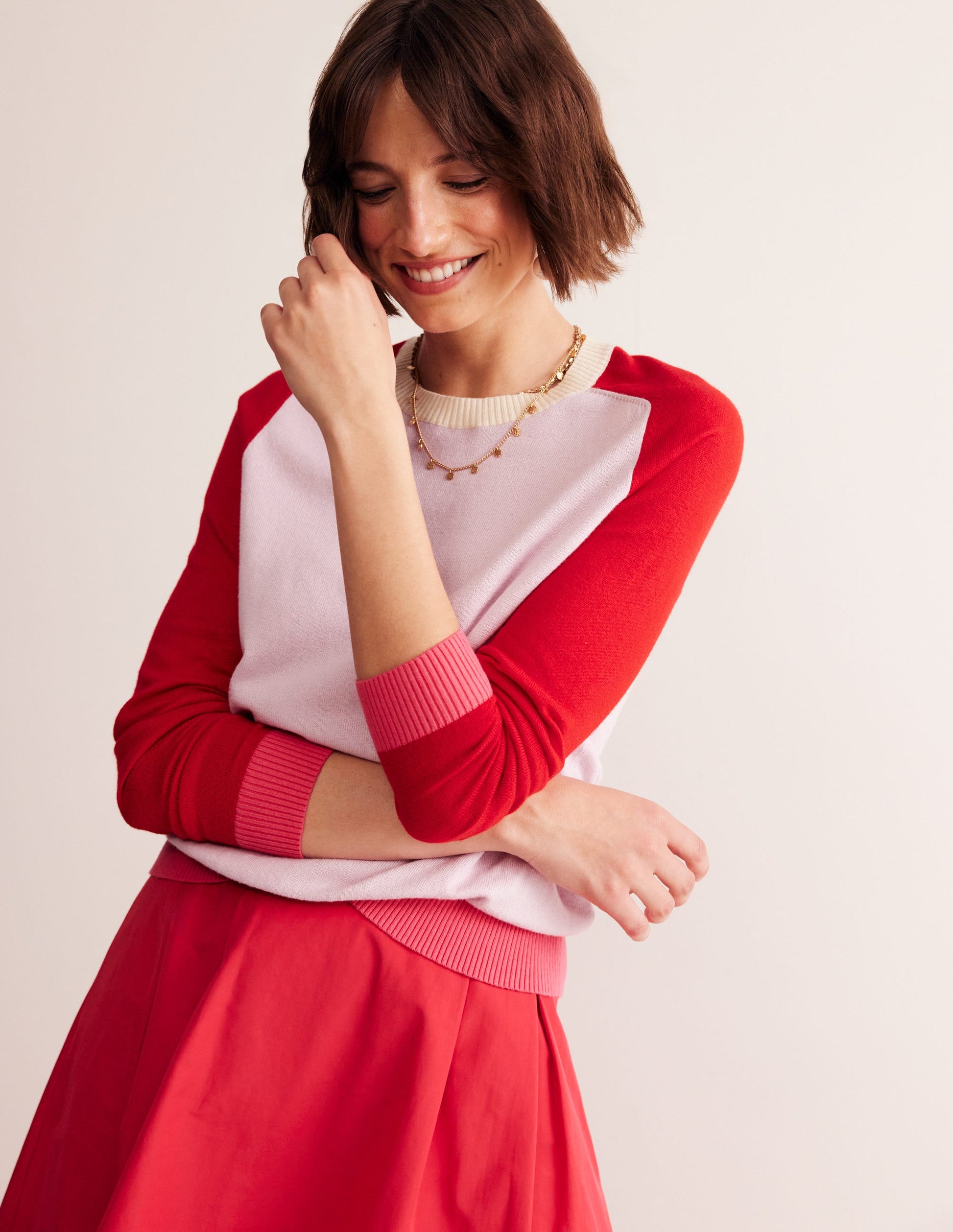 Meg Raglan Sleeve Sweater-Soft Lavender, Colourblock-1