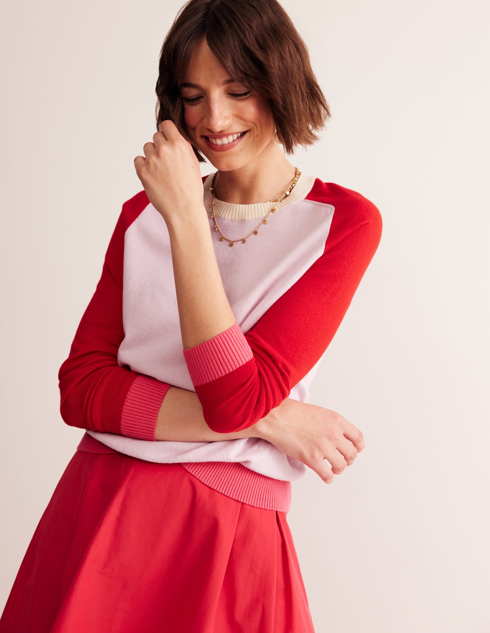Meg Raglan Sleeve Sweater-Soft Lavender, Colourblock - Image 1