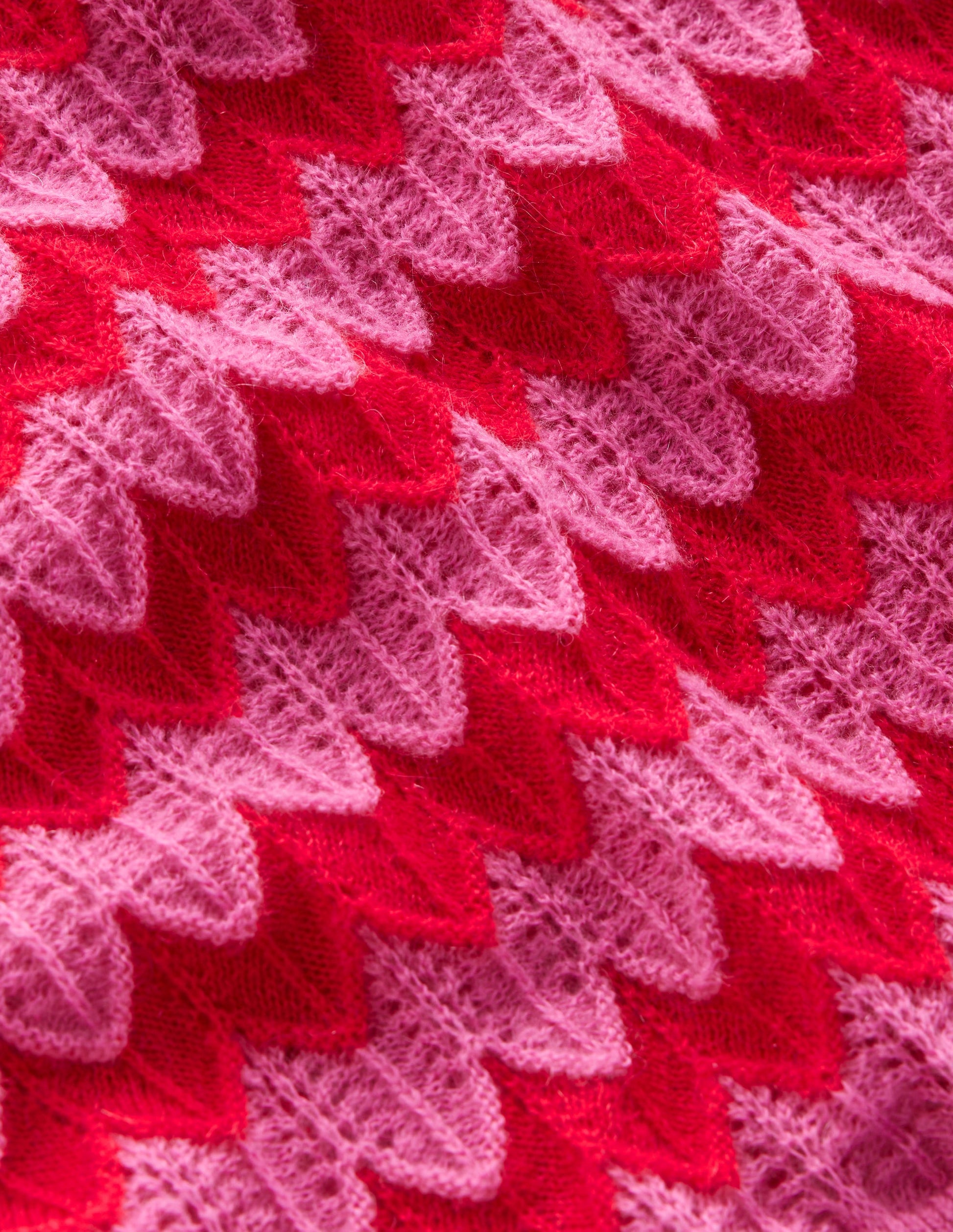 Fluffy Diagonal Stripe Sweater-Pink/ Red-6