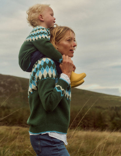 Eleanor Fair Isle Sweater-Pine Green