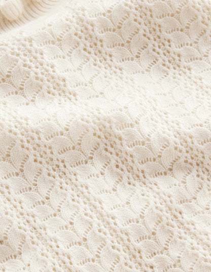 Tia Pointelle Frilled Sweater-Warm Ivory-6