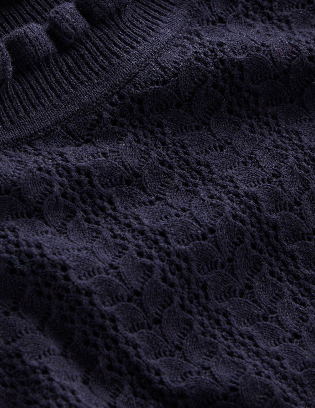 Tia Pointelle Frilled Sweater-Navy - Image 6
