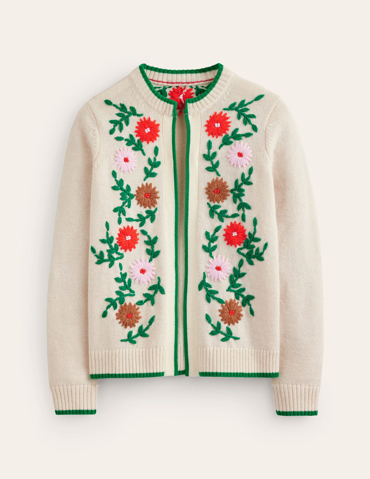 Flower Embroidered Cardigan-Warm Ivory - Image 6